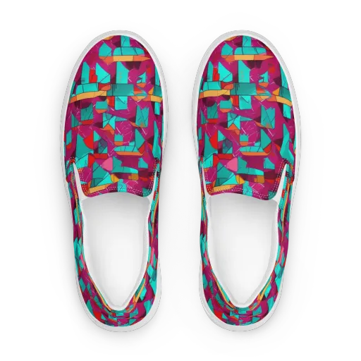 Neon Quilt on a Women's Slip-On Canvas Shoes