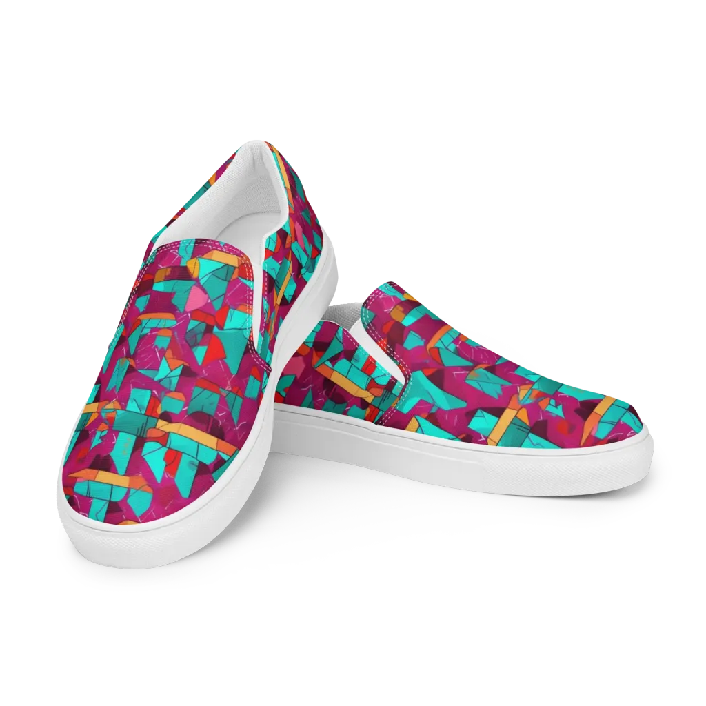 Neon Quilt on Women's Slip-On Canvas Shoes — Left Front