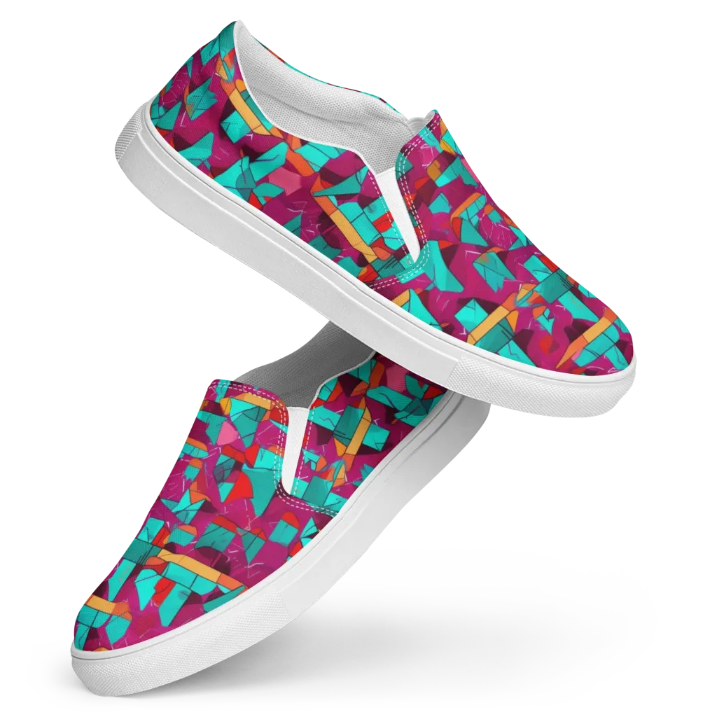 Neon Quilt on Women's Slip-On Canvas Shoes — Front