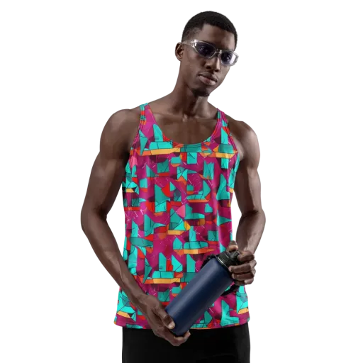 Neon Quilt on a Men's Tank Top