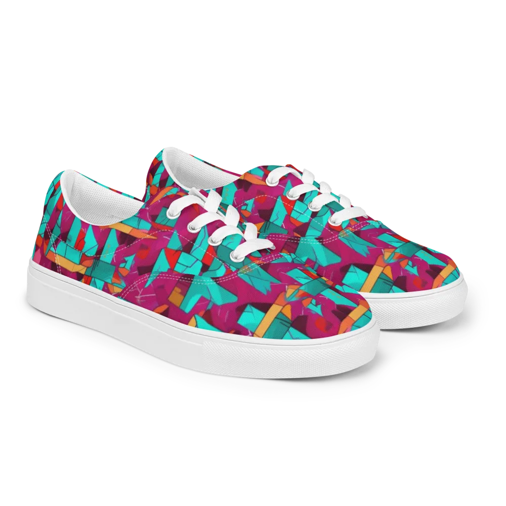 Neon Quilt on Men's Lace-Up Canvas Shoes — Right Front