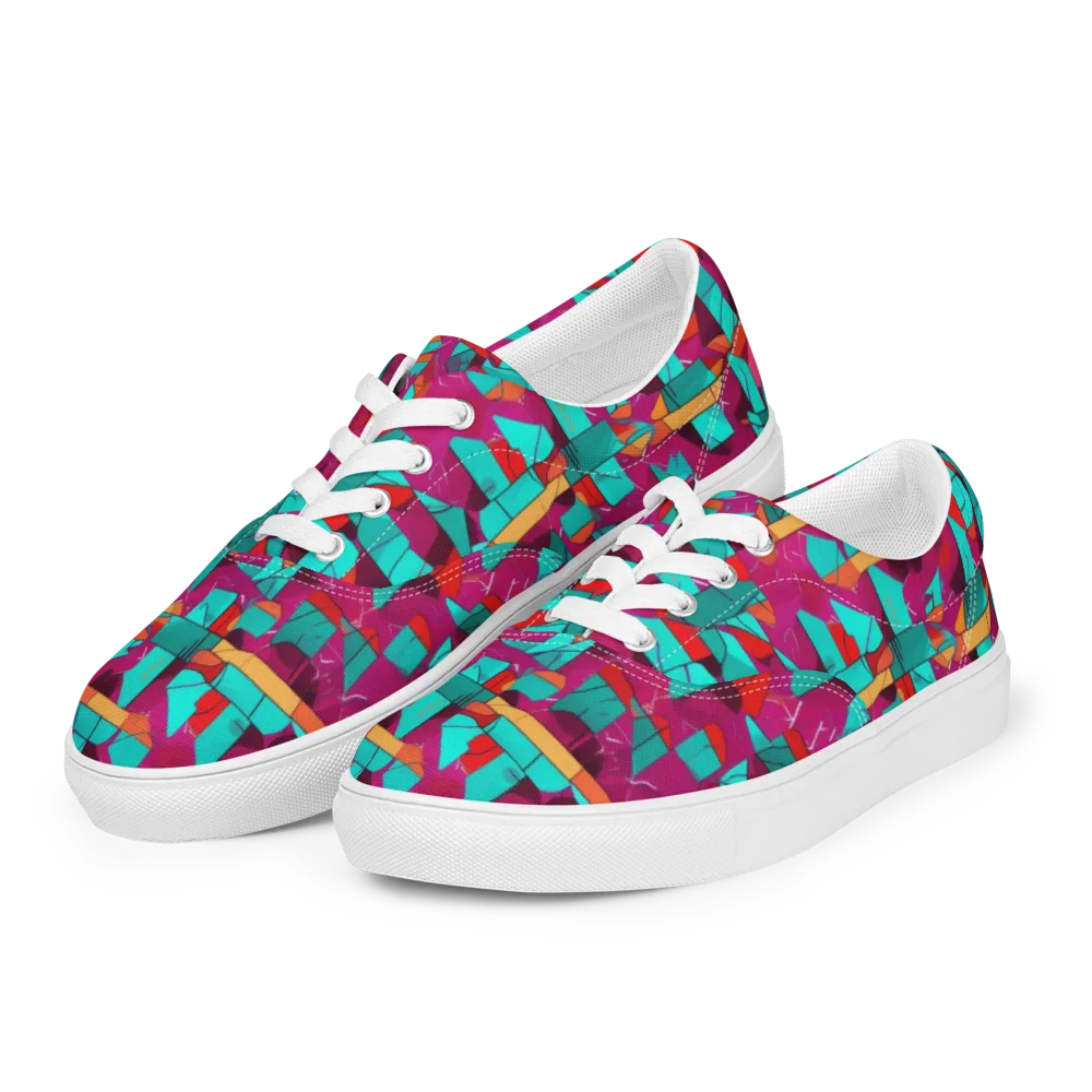 Neon Quilt on Men's Lace-Up Canvas Shoes — Left Front