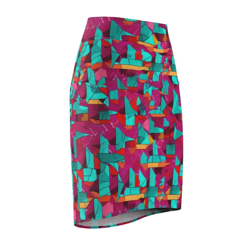 Neon Quilt on Pencil Skirt — Front Side