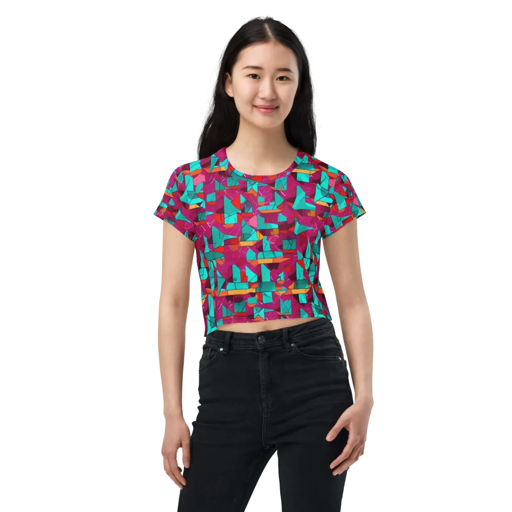 Neon Quilt on Crop Tee — Front