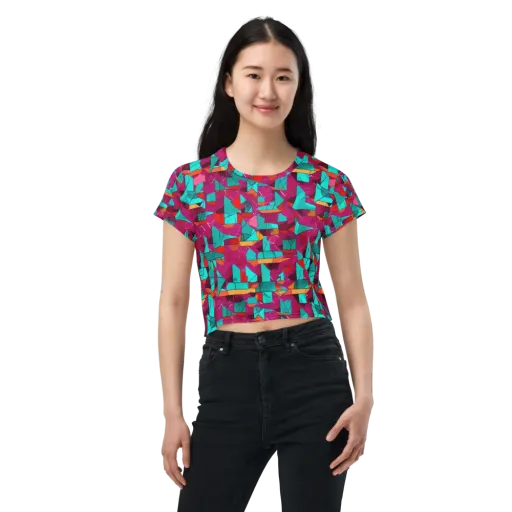 Neon Quilt on a Crop Tee