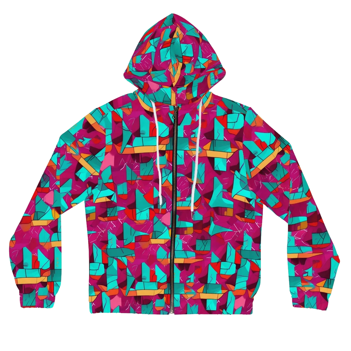 Neon Quilt on Women's Full-Zip Hoodie — Front
