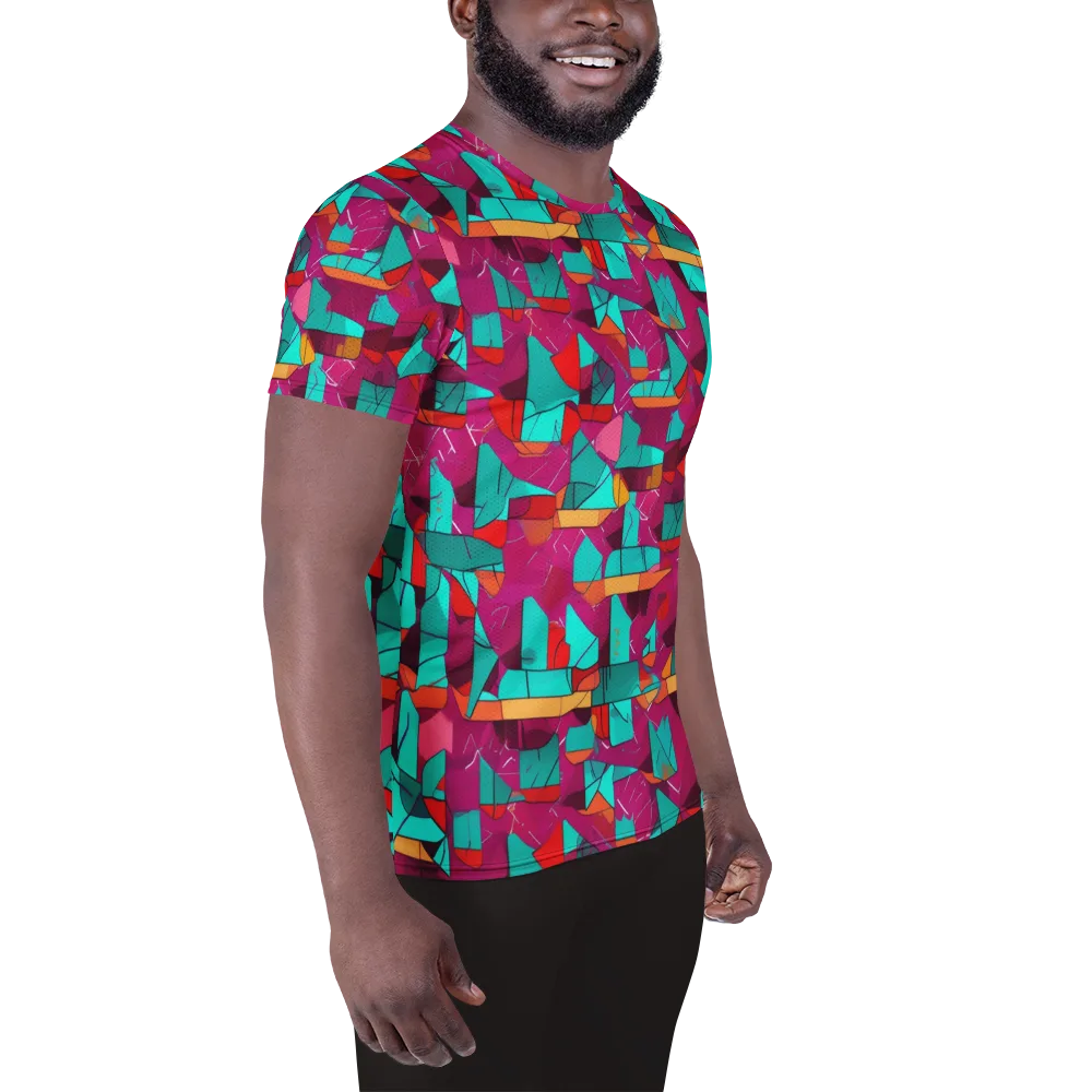 Neon Quilt on Men's Athletic T-Shirt — Right
