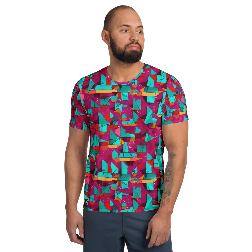 Neon Quilt on Men's Athletic T-Shirt — Front