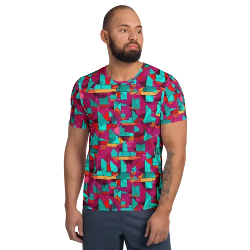 Neon Quilt on a Men's Athletic T-Shirt
