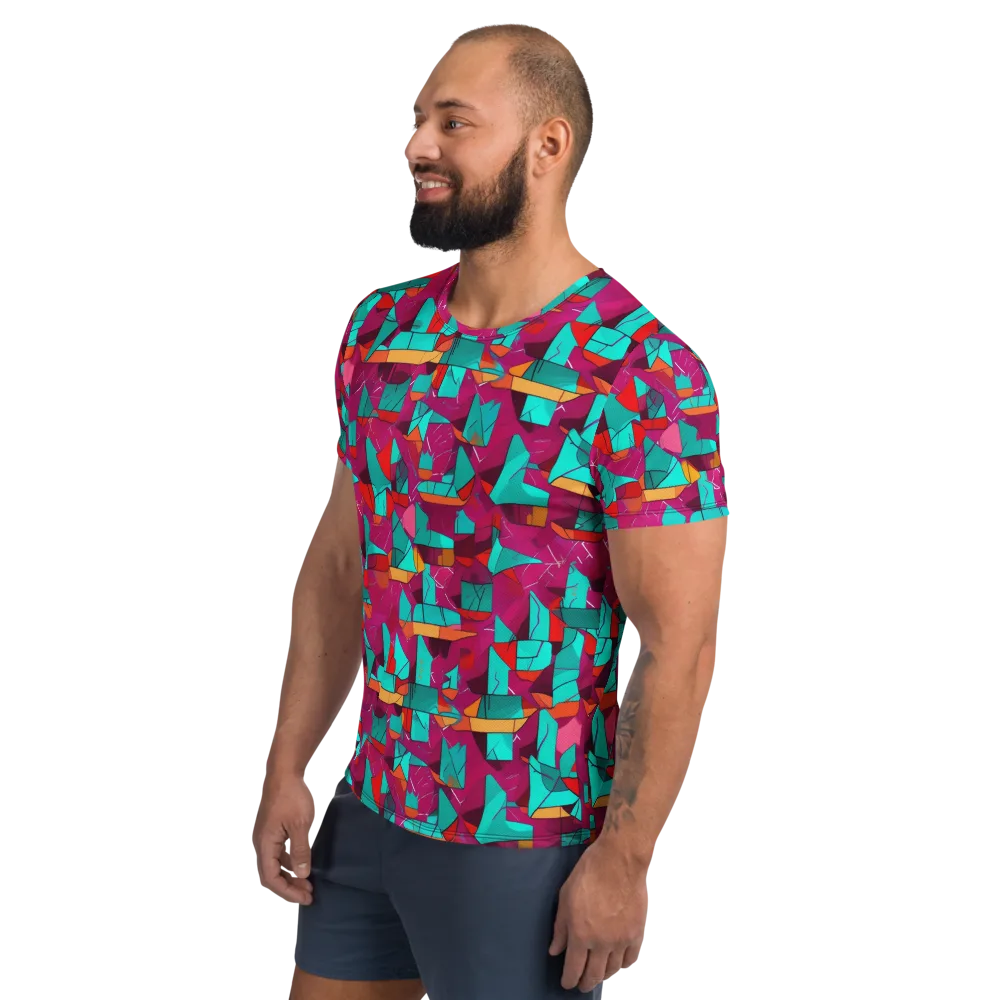 Neon Quilt on Men's Athletic T-Shirt — Left