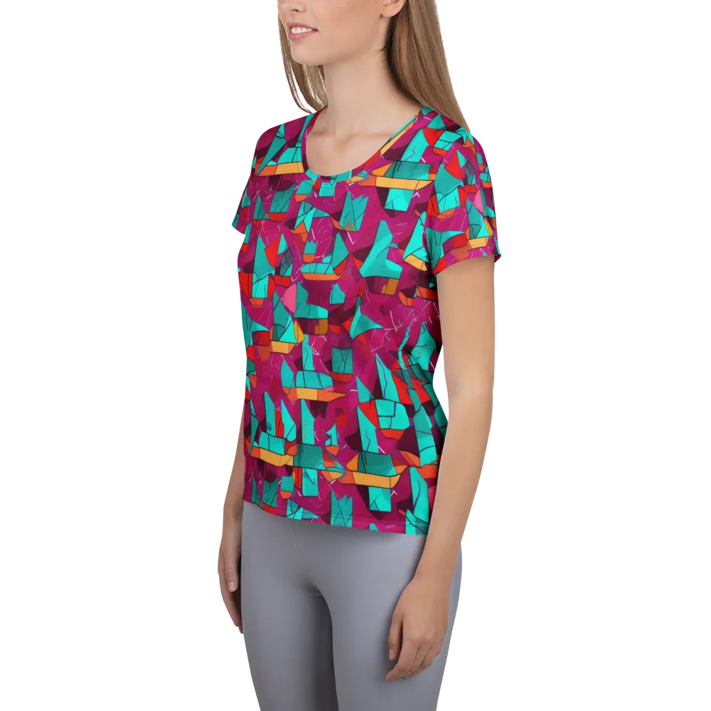 Neon Quilt on Women's Athletic T-Shirt — Left
