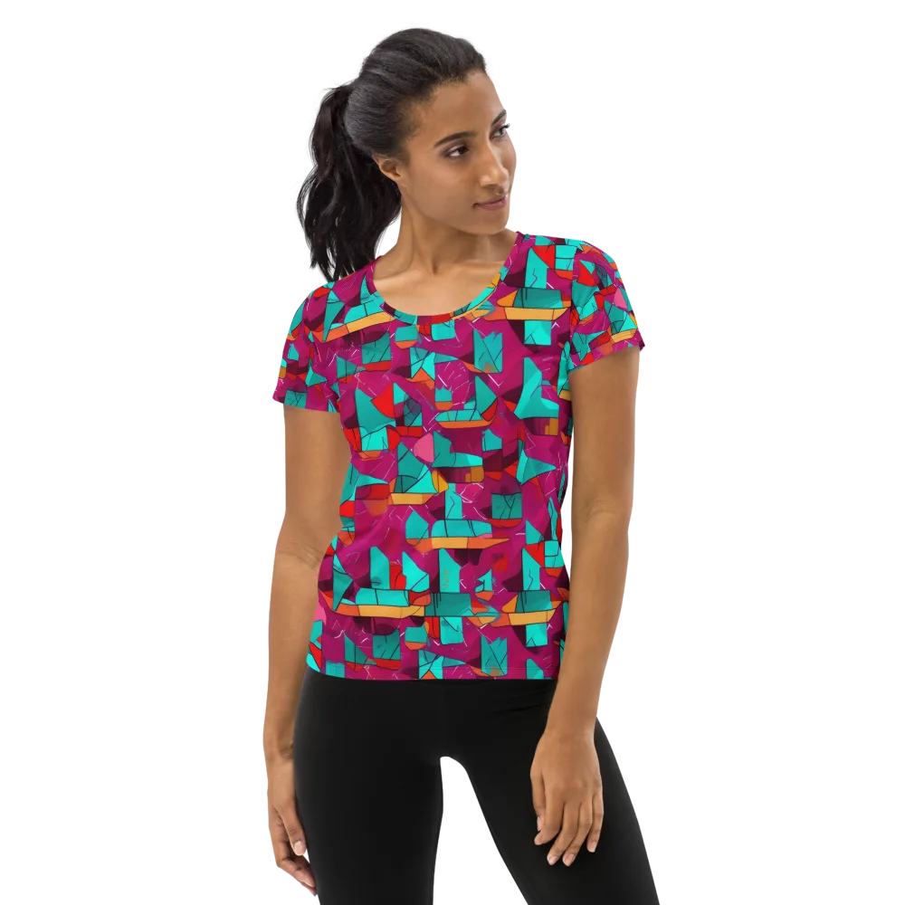 Neon Quilt on Women's Athletic T-Shirt — Front