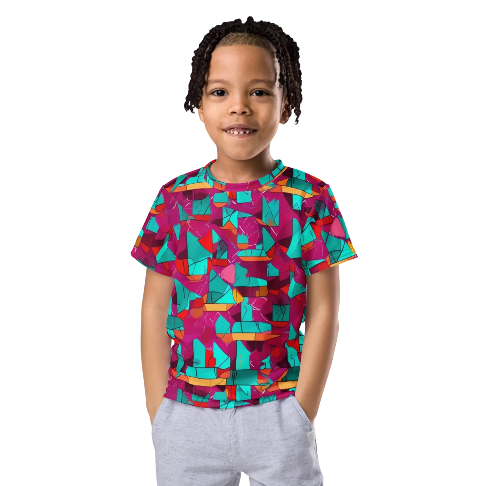 Neon Quilt on Kids Crew Neck T-Shirt — Front