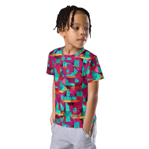 Neon Quilt on a Kids Crew Neck T-Shirt