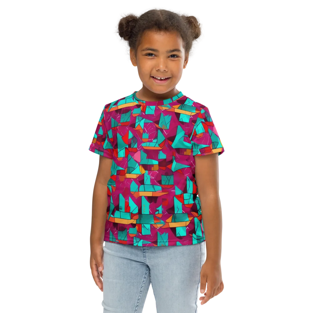 Neon Quilt on Kids Crew Neck T-Shirt — Front