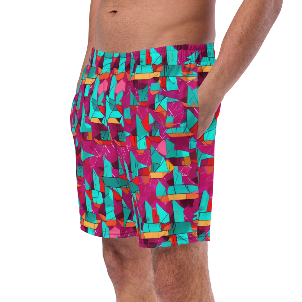 Neon Quilt on Swim Trunks — Left Front