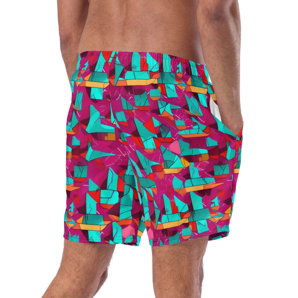 Neon Quilt on Swim Trunks — Right Back