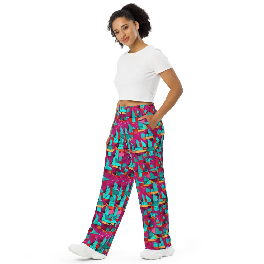 Neon Quilt on Wide-Leg Pants — Left Front