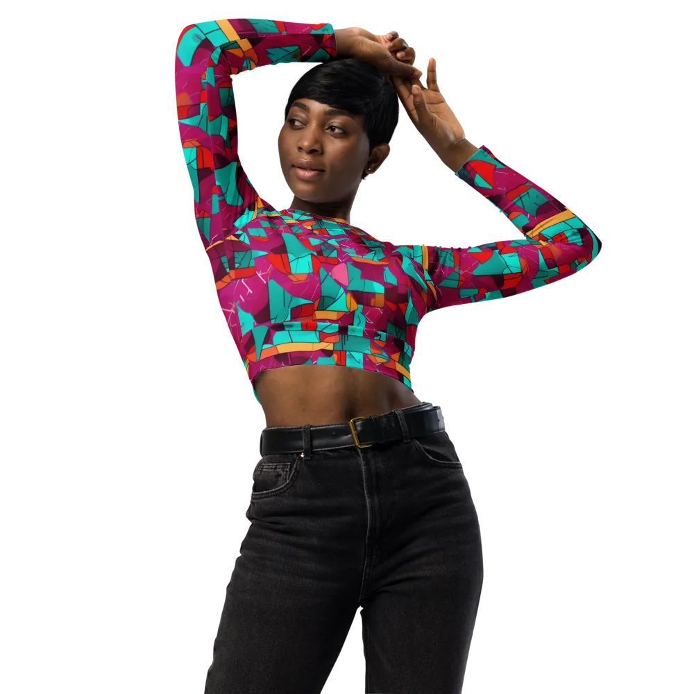Neon Quilt on Long Sleeve Crop Top — Front