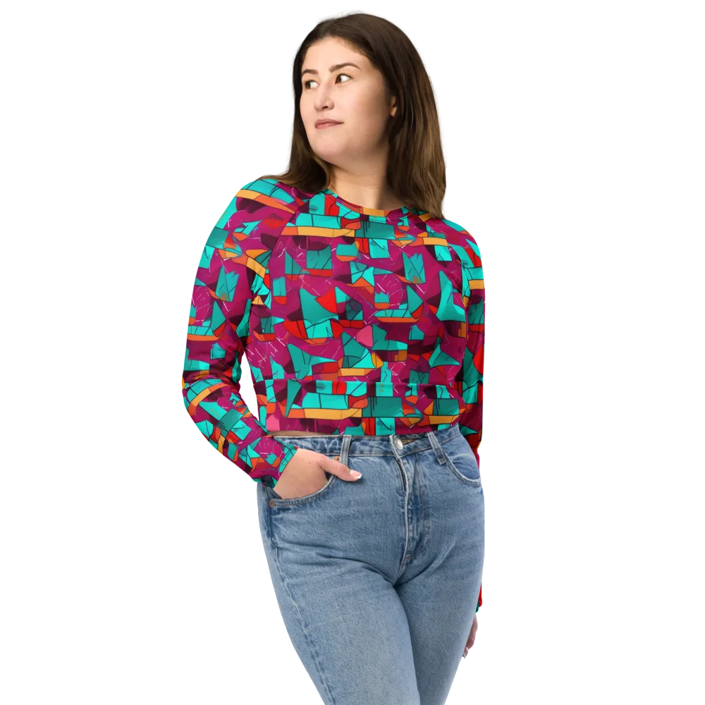 Neon Quilt on Long Sleeve Crop Top — Front