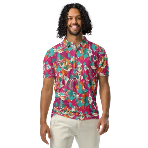 Carnival Static on a Men's Slim Fit Polo Shirt