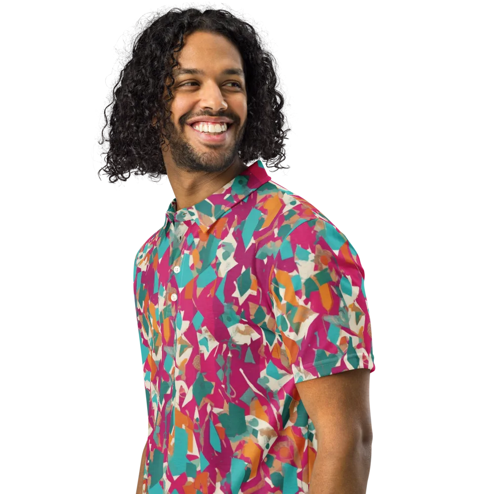 Carnival Static on Men's Slim Fit Polo Shirt — Left Front