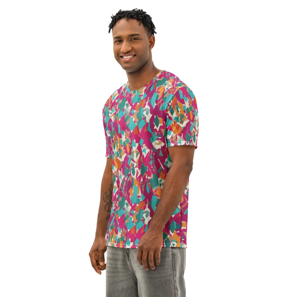 Carnival Static on Men's Cotton Crew Neck T-Shirt — Left Front