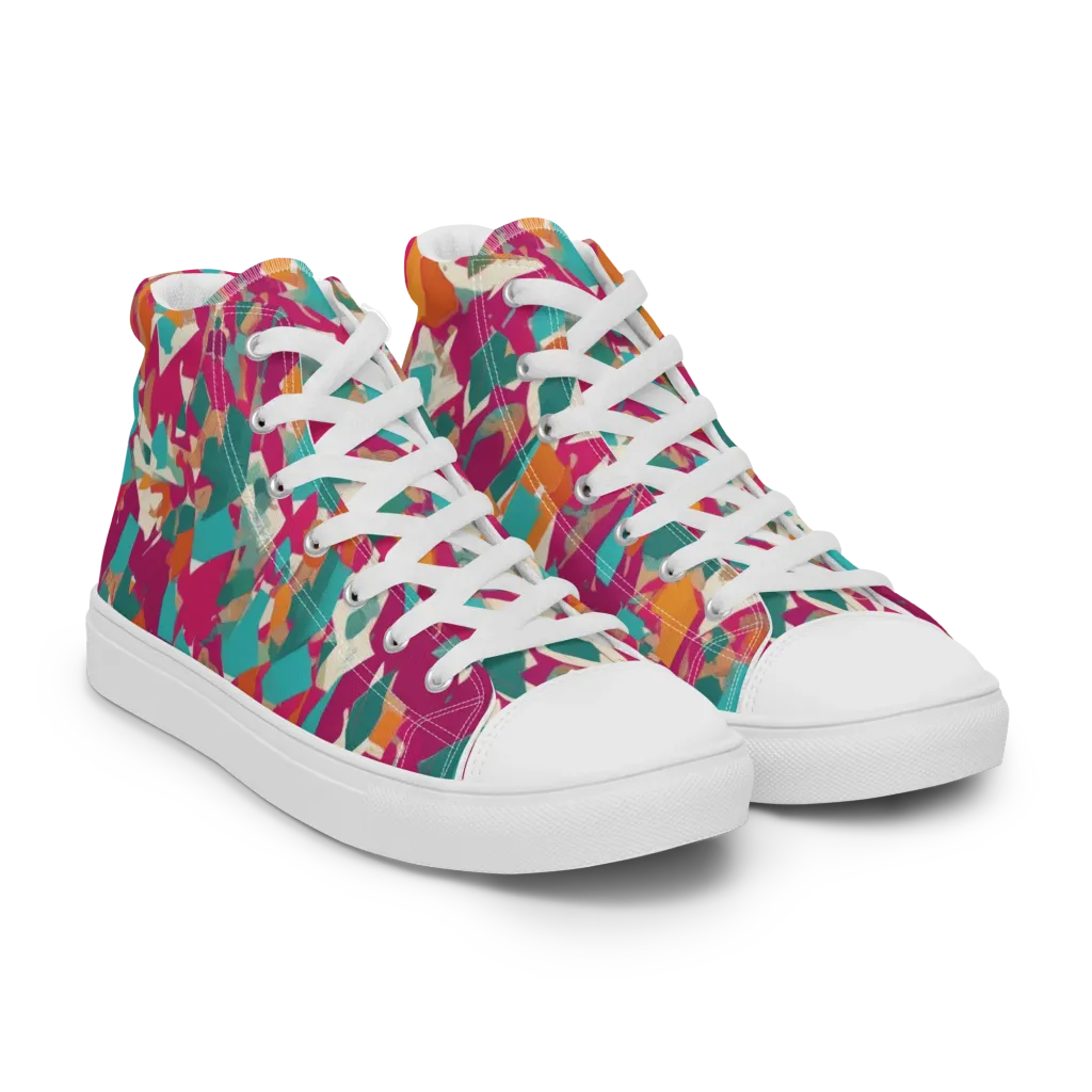 Carnival Static on Women's High Top Canvas Shoes — Right Front