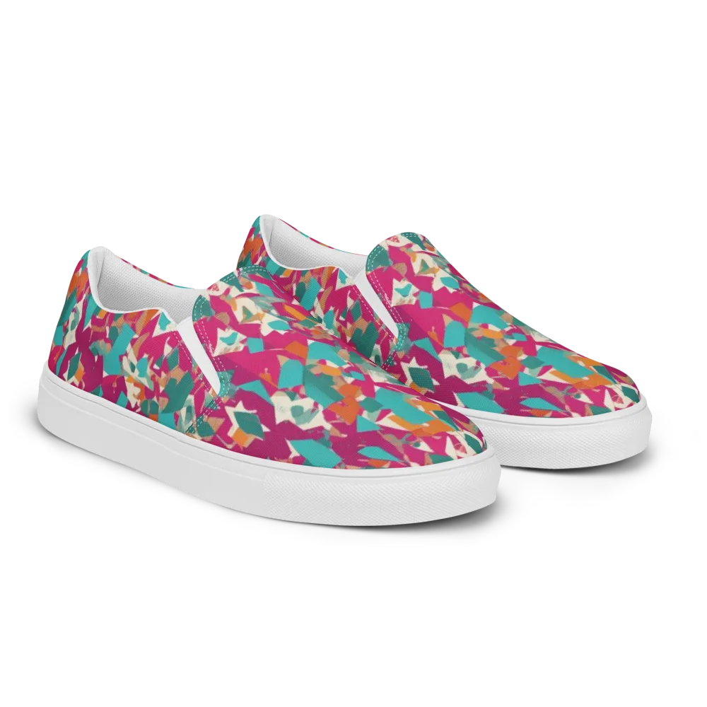Carnival Static on Men's Slip-On Canvas Shoes — Right Front