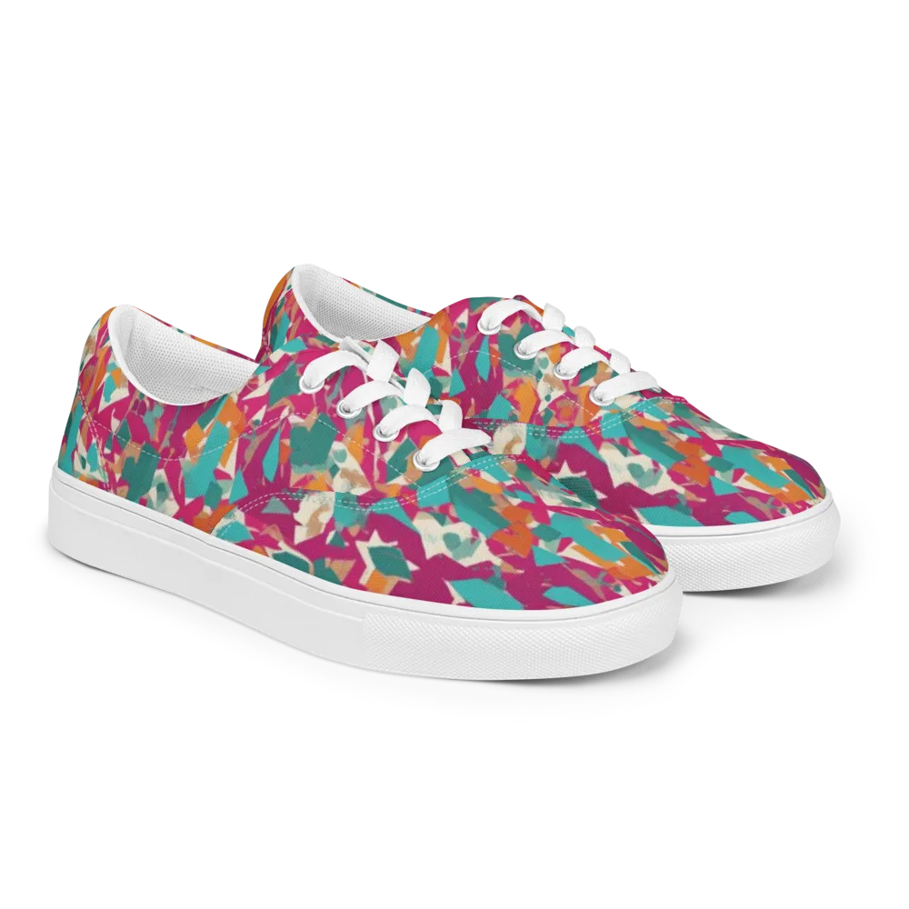 Carnival Static on Men's Lace-Up Canvas Shoes — Right Front