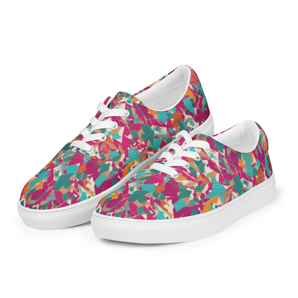 Carnival Static on Men's Lace-Up Canvas Shoes — Left Front
