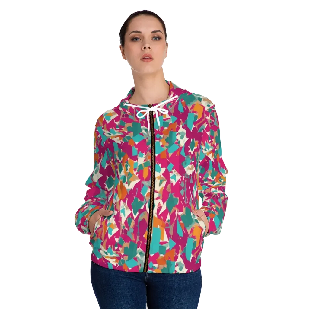 Carnival Static on Women's Full-Zip Hoodie — Front On Person