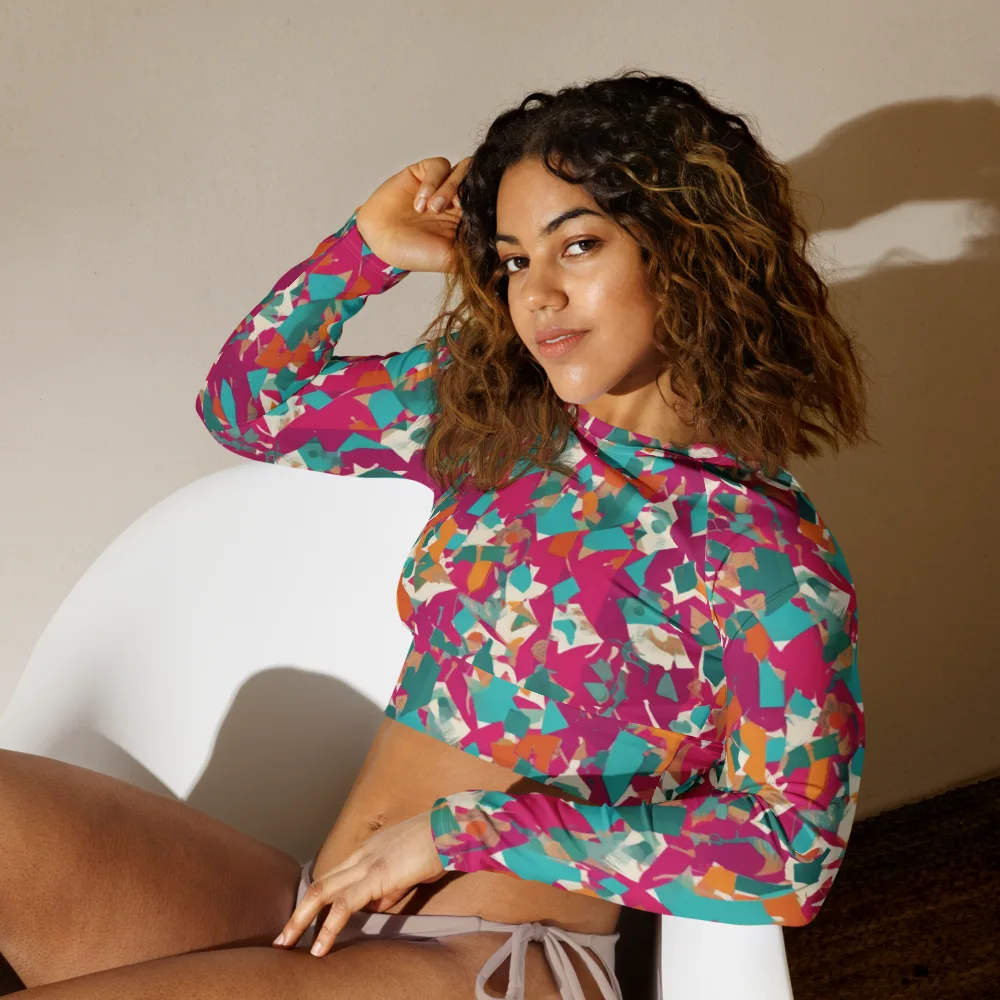 Carnival Static on Long Sleeve Crop Top — Left Front