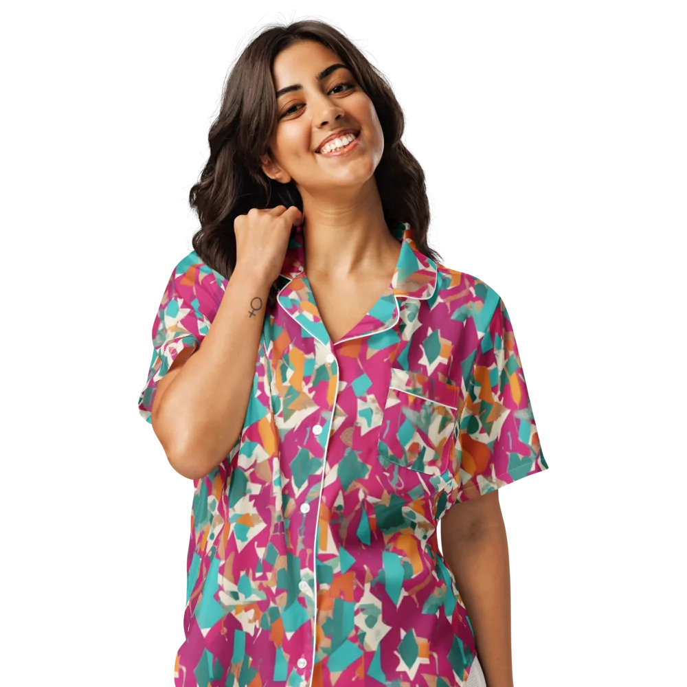 Carnival Static on Women's Short Sleeve Pajama Top — Front