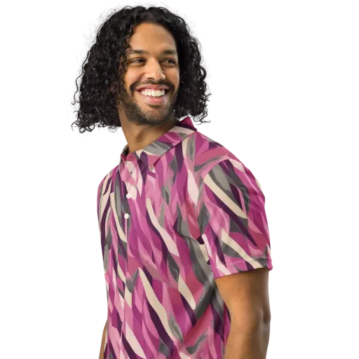Petal Static on a Men's Slim Fit Polo Shirt