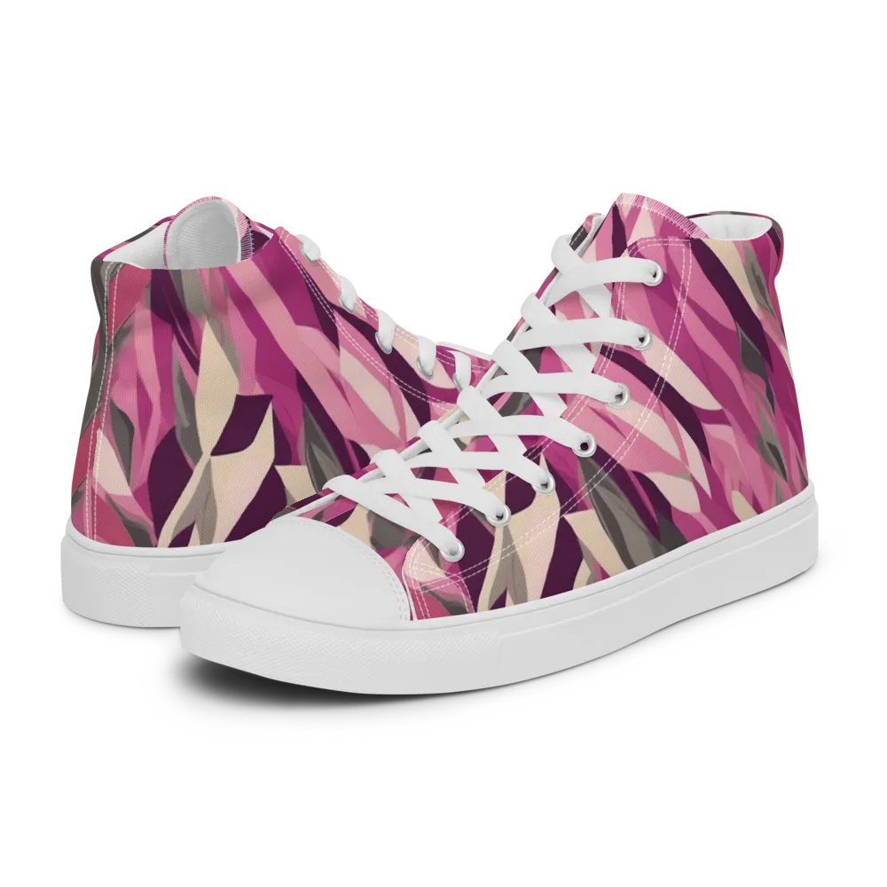Petal Static on Men's High Top Canvas Shoes — Left