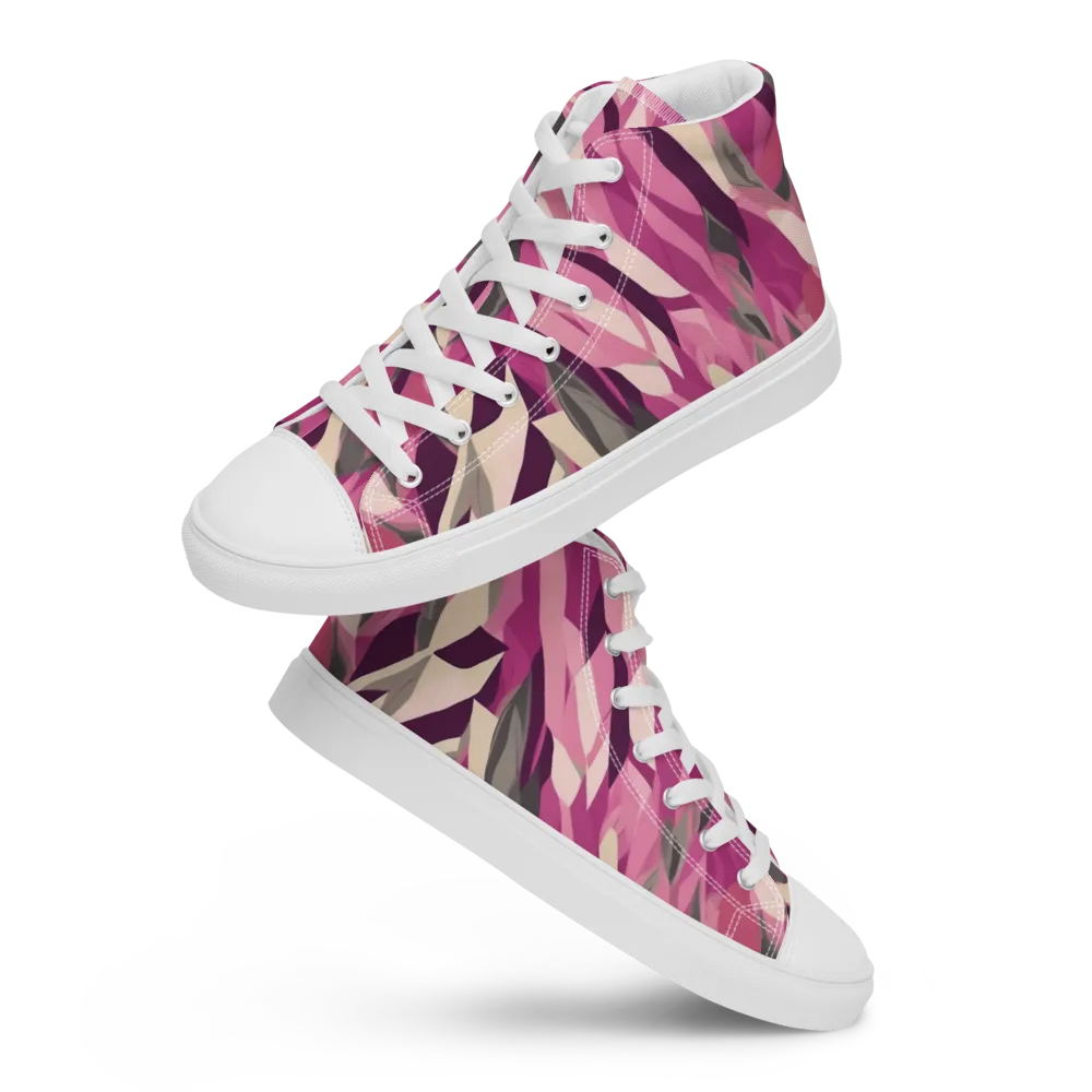 Petal Static on Men's High Top Canvas Shoes — Front