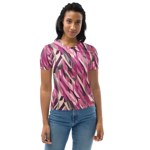 Petal Static on a Women's Crew Neck T-Shirt