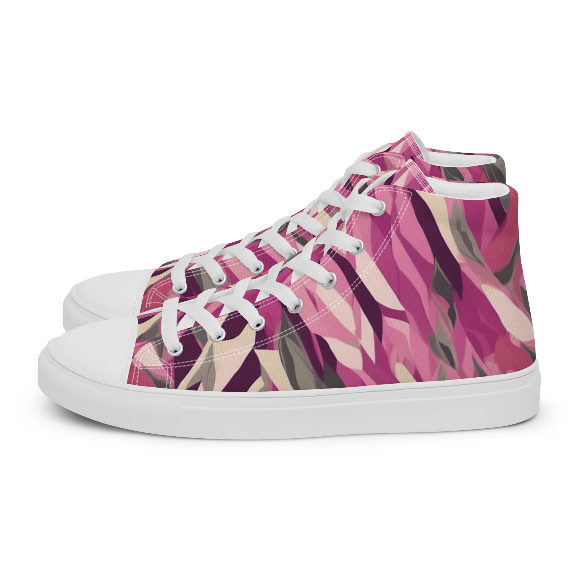 Petal Static on Women's High Top Canvas Shoes — Left