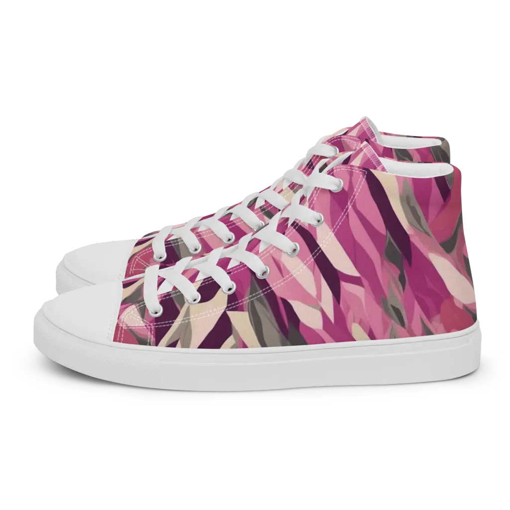 Petal Static on Women's High Top Canvas Shoes — Left