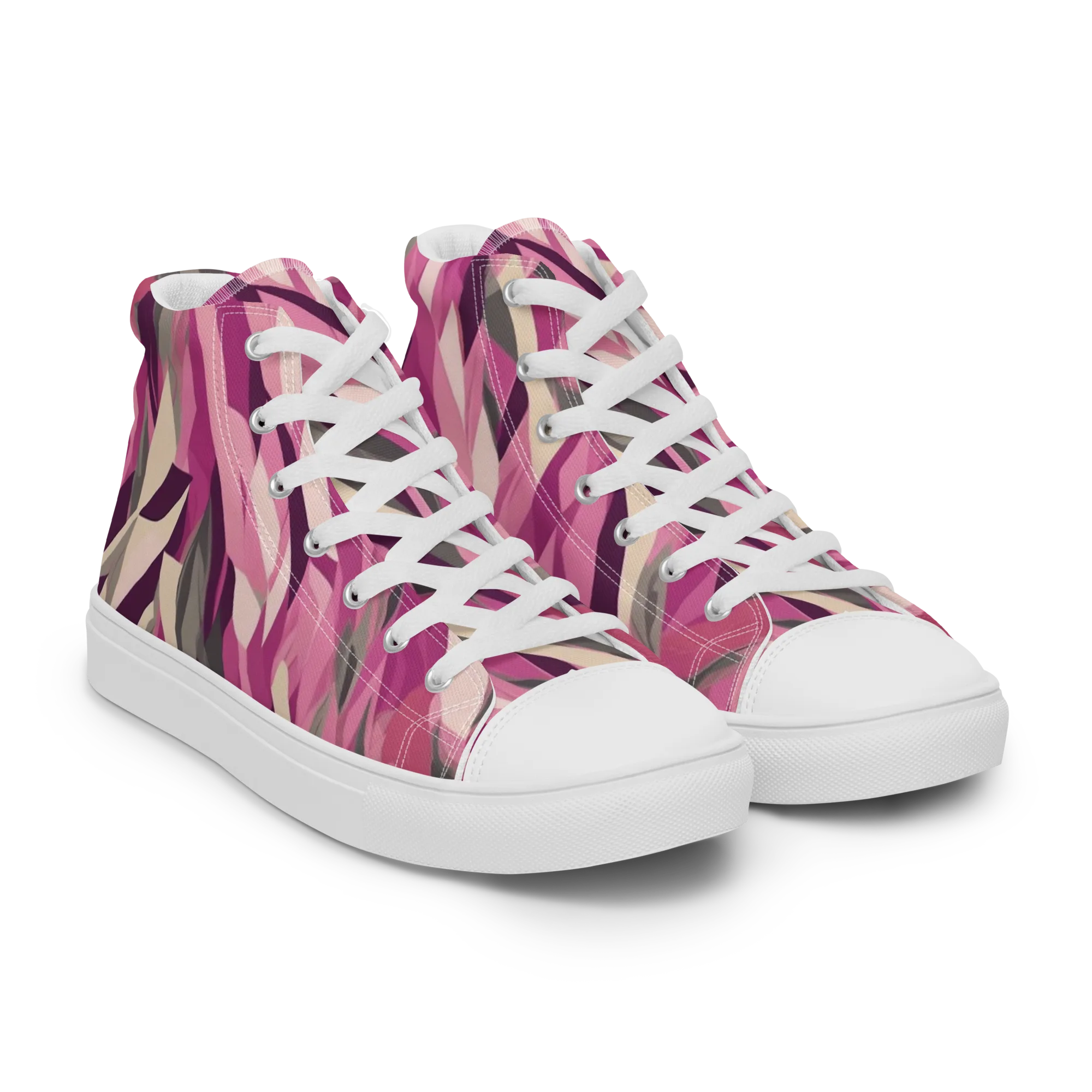 Petal Static on Women's High Top Canvas Shoes — Right Front