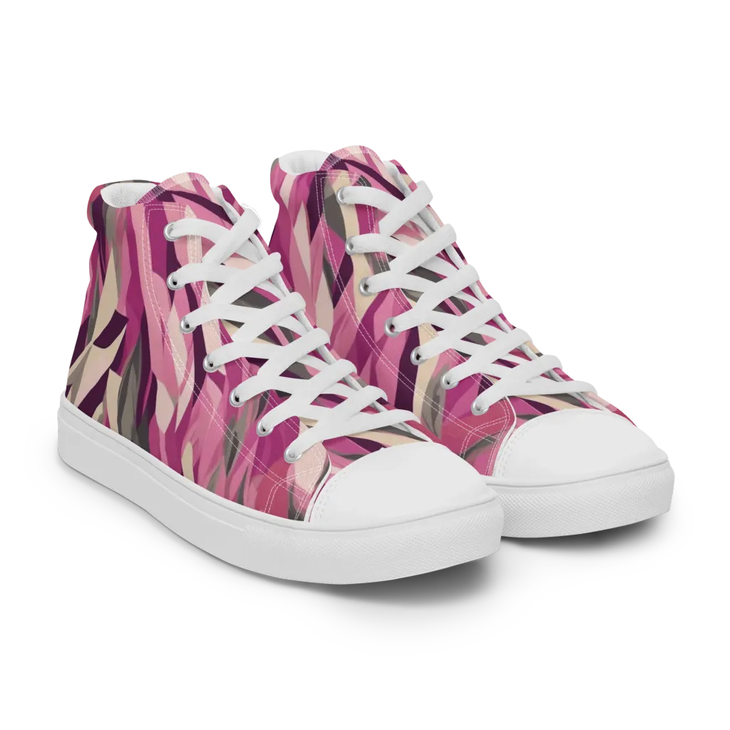 Petal Static on Women's High Top Canvas Shoes — Right Front