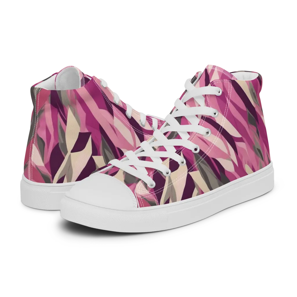 Petal Static on Women's High Top Canvas Shoes — Left