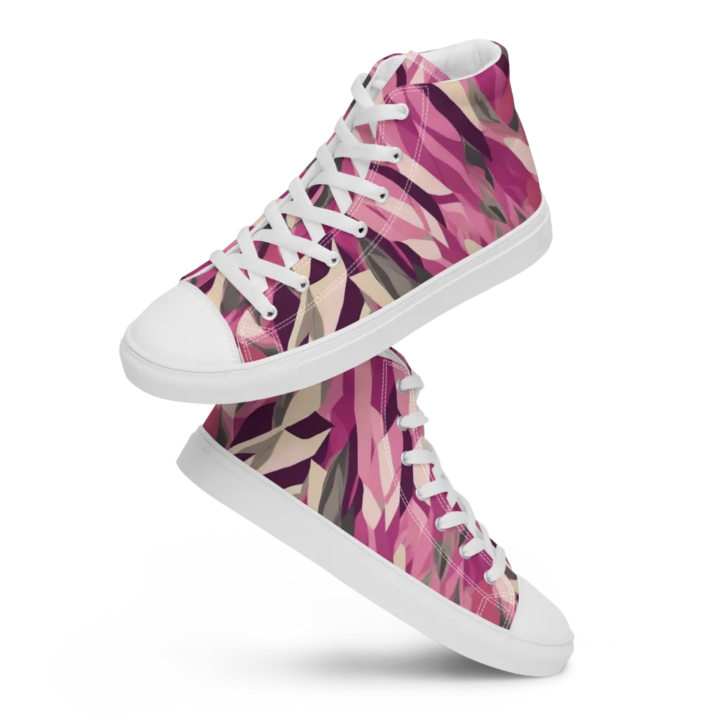 Petal Static on Women's High Top Canvas Shoes — Front