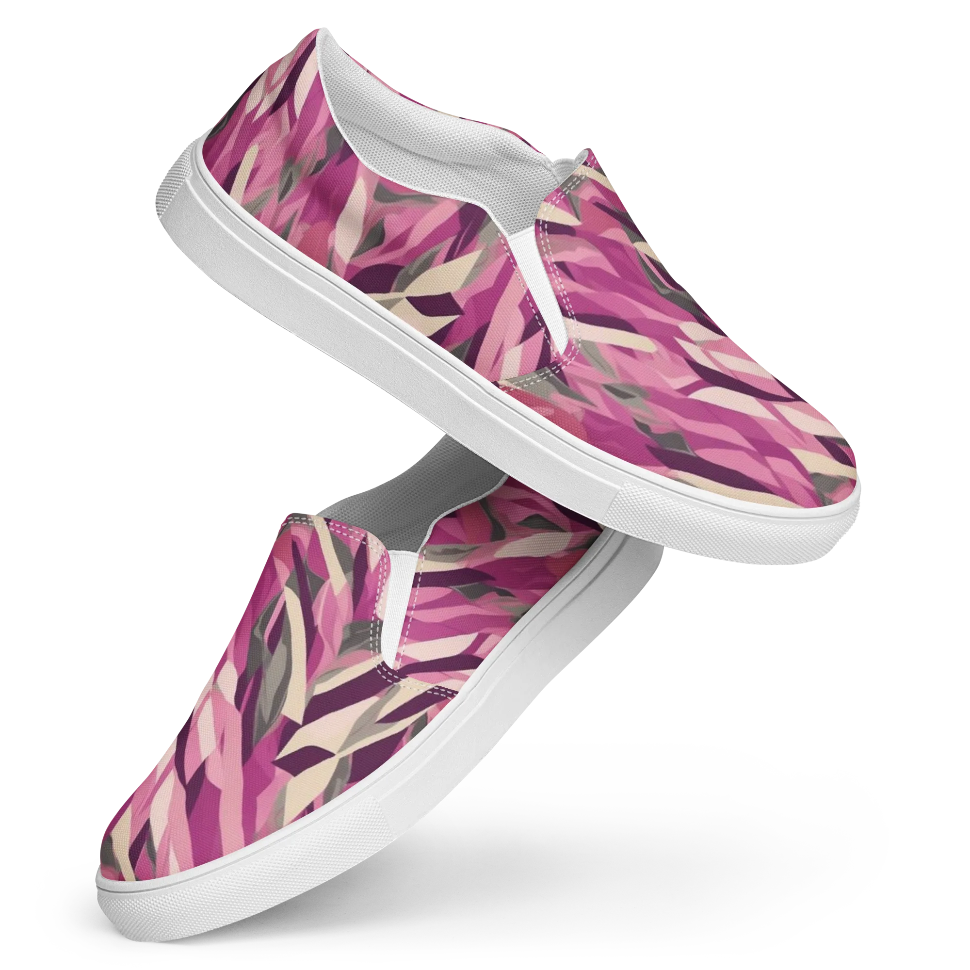 Petal Static on Women's Slip-On Canvas Shoes — Front