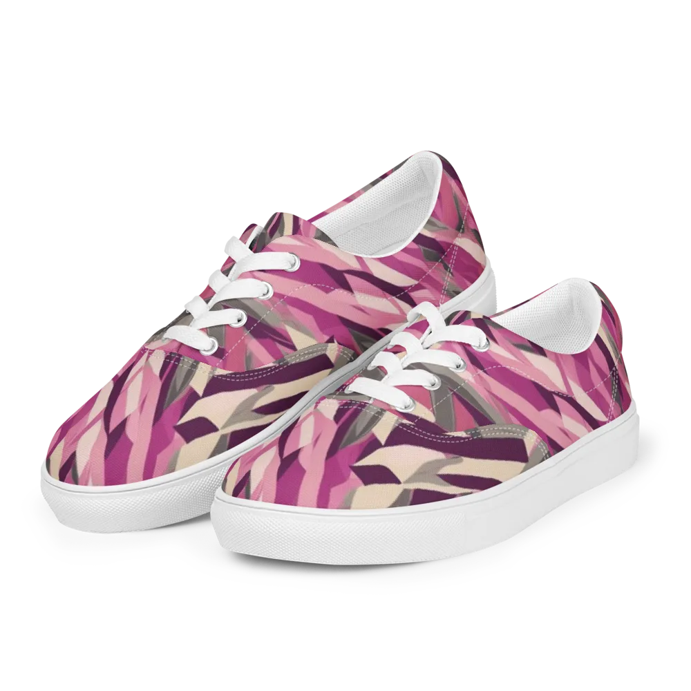 Petal Static on Men's Lace-Up Canvas Shoes — Left Front
