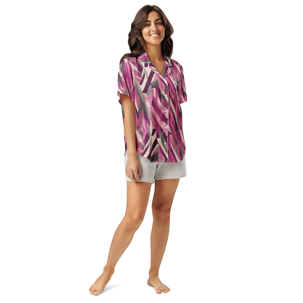 Petal Static on Women's Short Sleeve Pajama Top — Front