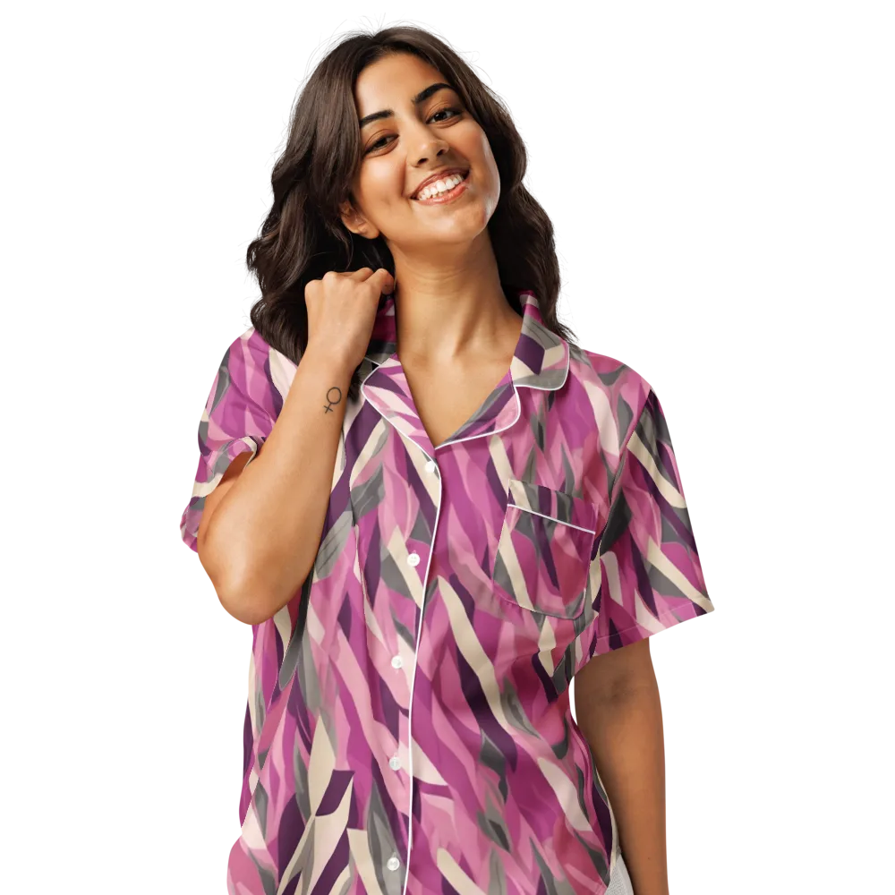 Petal Static on Women's Short Sleeve Pajama Top — Front