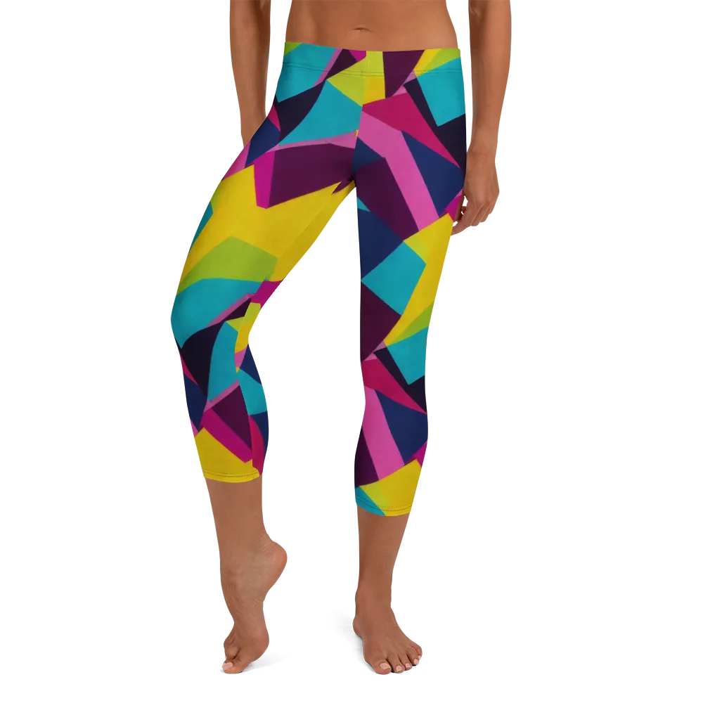 Electric Origami on Capri Leggings — Front