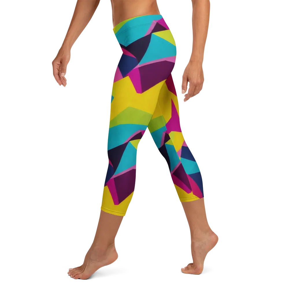 Electric Origami on Capri Leggings — Left